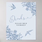 ほこりっぽいブルーチャイノエリーブライダルシャワードリンクの看板 ポスター (正面)