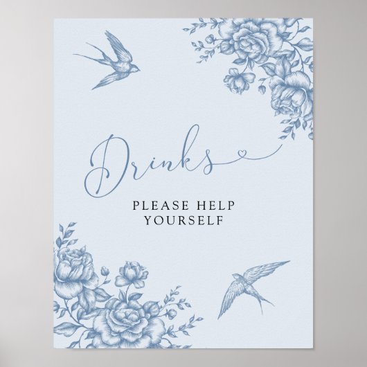 ほこりっぽいブルーチャイノエリーブライダルシャワードリンクの看板 ポスター (正面)