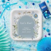 ほこりっぽいブルーティーパーティーベビーイン開花ベビーシャワー ペーパープレート (パーティー)