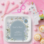 ほこりっぽいブルーティーパーティーベビーイン開花ベビーシャワー ペーパープレート (パーティー)