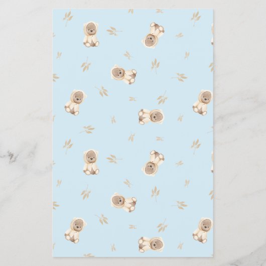 ほこりっぽいブルーテディベア赤ちゃんシャワーのビンゴゲームフライヤー チラシ (裏面)