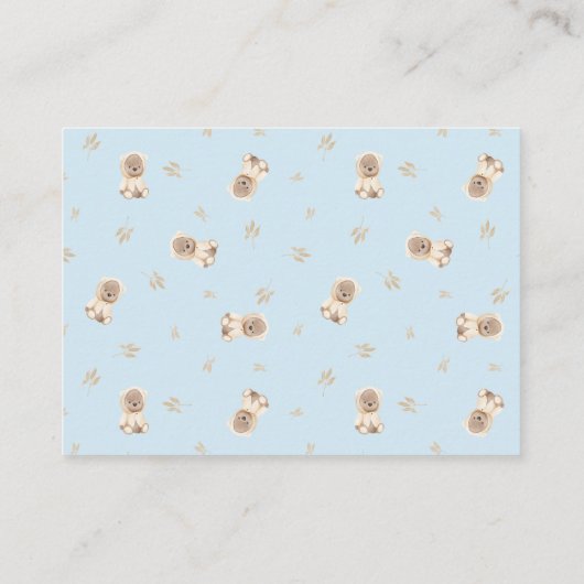 ほこりっぽいブルーテディベア赤ちゃんシャワー予約リクエスト エンクロージャーカード (裏面)