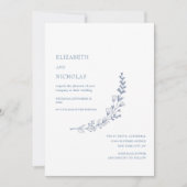 ほこりっぽいブルーデジタルテンプレート結婚式招待状 招待状 (正面)