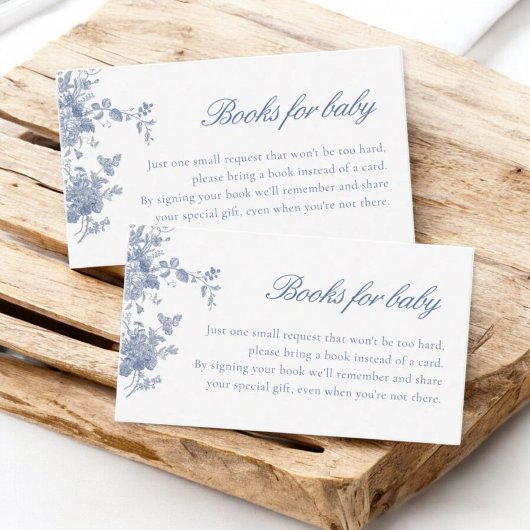 ほこりっぽいブルートイルフローラ赤ちゃんシャワーベビー本 エンクロージャーカード