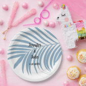 ほこりっぽいブルートロピカルパームの木の葉かわい結婚い ペーパープレート (パーティー)