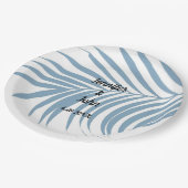 ほこりっぽいブルートロピカルパームの木の葉かわい結婚い ペーパープレート (アングル)