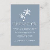 ほこりっぽいブルートロピカルパームツリーウェディングレセプション エンクロージャーカード (正面)