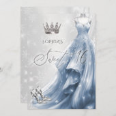 ほこりっぽいブルードレススノーフレーク冬の甘い16 招待状 (正面/裏面)