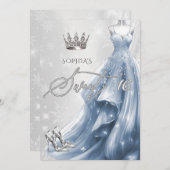 ほこりっぽいブルードレススノーフレーク冬の甘い16 招待状 (正面/裏面)