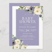 ほこりっぽいブルーネイビーボーイまたはガールベビーシャワー 招待状 (正面/裏面)