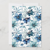 ほこりっぽいブルーネイビー水色フローラカップルのシャワー 招待状 (裏面)