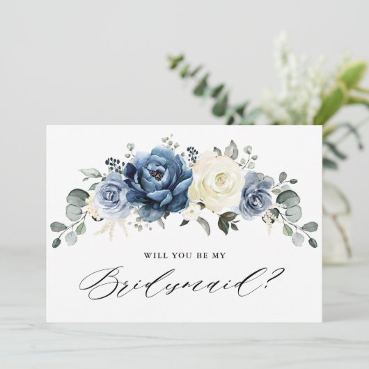 ほこりっぽいブルーネイビー緑が私の花嫁のメイドになる 招待状 (スタンド正面)