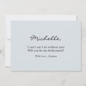 ほこりっぽいブルーネイビー緑が私の花嫁のメイドになる 招待状 (裏面)