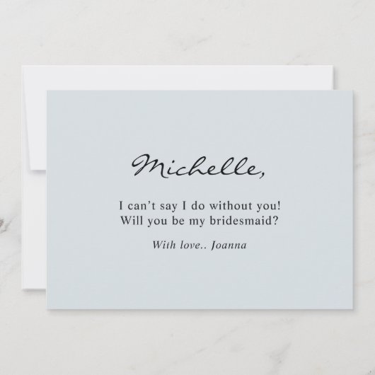 ほこりっぽいブルーネイビー緑が私の花嫁のメイドになる 招待状 (裏面)