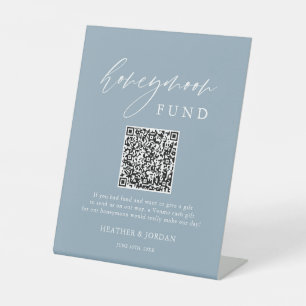 ほこりっぽいブルーハネムーンウィッシュQRコードサイン 台座サイン