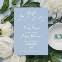 ほこりっぽいブルーハンドドロー赤ちゃんシャワー招待状