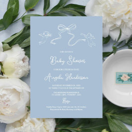 ほこりっぽいブルーハンドドロー赤ちゃんシャワー招待状 招待状