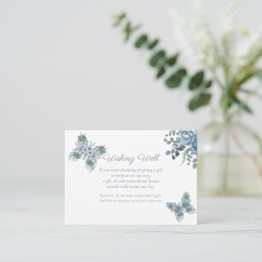 ほこりっぽいブルーバタフライフローラウィングウェル結婚ズ エンクロージャーカード (スタンド正面)