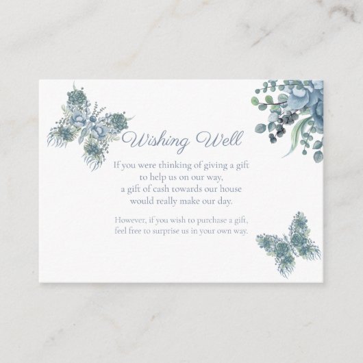 ほこりっぽいブルーバタフライフローラウィングウェル結婚ズ エンクロージャーカード (正面)