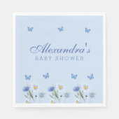 ほこりっぽいブルーバタフライワイルドフラワーベビーシャワー スタンダードランチョンナプキン (正面)