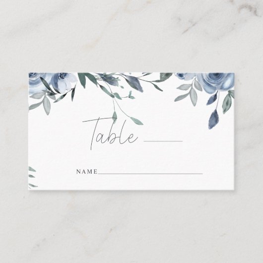 ほこりっぽいブルーバラの花結婚のエスコートカード プレイスカード (正面)