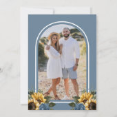 ほこりっぽいブルーバラひまわりフォトブライダルシャワー 招待状 (裏面)