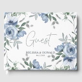 ほこりっぽいブルーバラシンプルフラワーズボホ結婚ズ ゲストブック (正面)