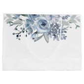 ほこりっぽいブルーバラフラワーズボホー結婚ウェルカム ラージペーパーバッグ (裏面)