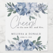 ほこりっぽいブルーバラフラワーズボホ結婚ズ ワインラベル (シングルラベル)