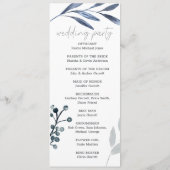 ほこりっぽいブルーバラ花シンプル結婚式 プログラム (裏面)