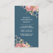 ほこりっぽいブルーバラ金ゴールド赤面ピンクフローラハニービー 名刺 (裏面)