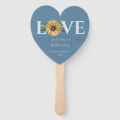 ほこりっぽいブルーバーンウッドゴールデンサンフラワー結婚ズ ハンドファン (裏面)