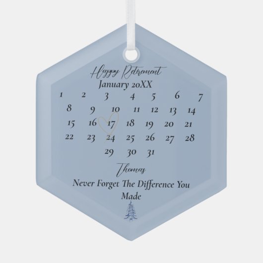 ほこりっぽいブルーパゴダクリスマスツリーの退職 ガラスオーナメント (正面)