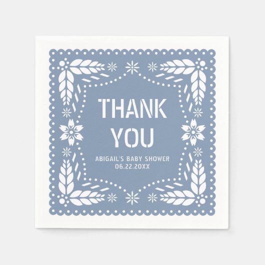 ほこりっぽいブルーパペルピカドありがとう男の赤ちゃんシャワー スタンダードカクテルナプキン (正面)