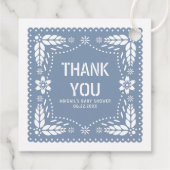 ほこりっぽいブルーパペルピカドありがとう男の赤ちゃんシャワー フェイバータグ (裏面)