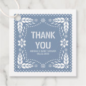 ほこりっぽいブルーパペルピカドありがとう男の赤ちゃんシャワー フェイバータグ (正面)