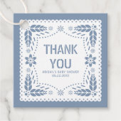 ほこりっぽいブルーパペルピカドありがとう男の赤ちゃんシャワー フェイバータグ (正面)