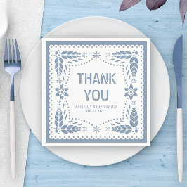 ほこりっぽいブルーパペルピカドありがとう赤ちゃんシャワー スタンダードカクテルナプキン