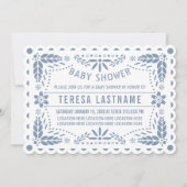 ほこりっぽいブルーパペルピカドホワイト男の赤ちゃんシャワー 招待状 (正面)