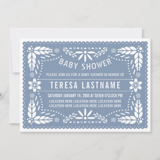 ほこりっぽいブルーパペルピカドメキシコの男の赤ちゃんシャワー 招待状 (正面)