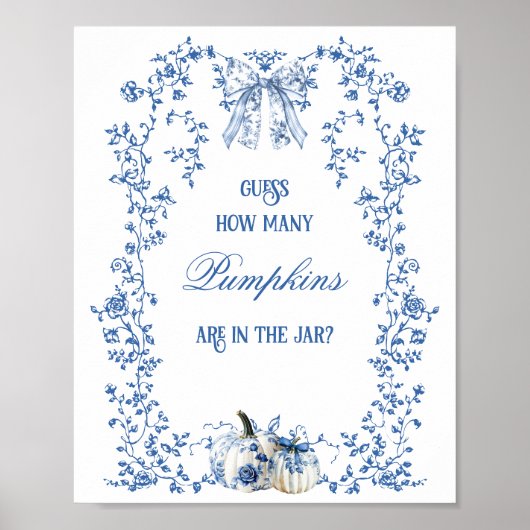 ほこりっぽいブルーパンプキンフローラ赤ちゃんシャワー推測ゲーム ポスター (正面)