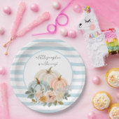 ほこりっぽいブルーパンプキンプレート素朴秋ベビーシャワー ペーパープレート (パーティー)