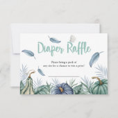 ほこりっぽいブルーパンプキンベビーシャワーおむつラッフルカード 招待状 (正面)