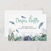 ほこりっぽいブルーパンプキンベビーシャワーおむつラッフルカード 招待状 (正面/裏面)