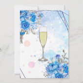 ほこりっぽいブルーパープル牡丹フローラブランチとバブリー 招待状 (裏面)