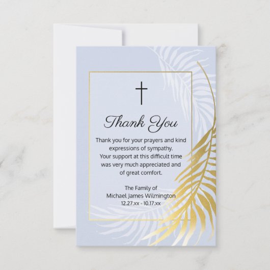 ほこりっぽいブルーパームツリー葬儀ありがとうノートカード サンキューカード (正面)