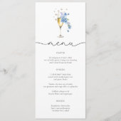 ほこりっぽいブルーパール&プロセッコワイルドフラワーメニューカード メニュー (正面)