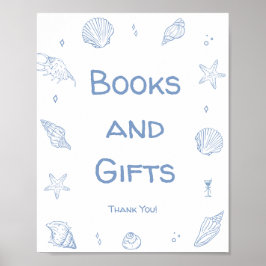 ほこりっぽいブルービーチ赤ちゃんシャワー本とギフト ポスター