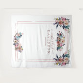 ほこりっぽいブルーピンクの花バラ金ゴールドフォトブース タペストリー (正面(横))