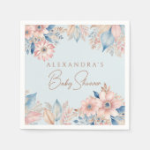 ほこりっぽいブルーピンクフローラボホシック赤ちゃんシャワー スタンダードカクテルナプキン (正面)